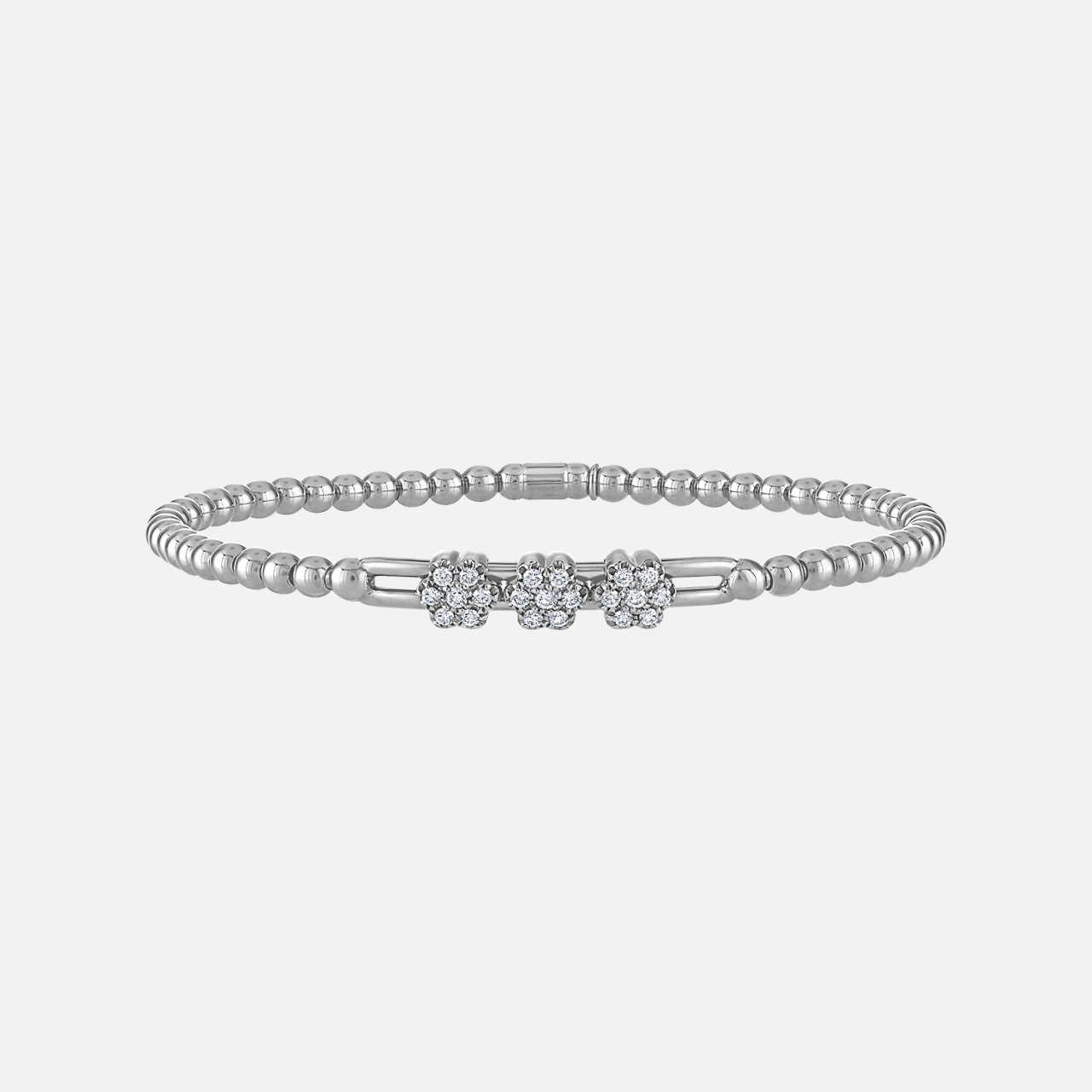 Hulchi Belluni Diamond Stretch Bracelet With Triple Flower