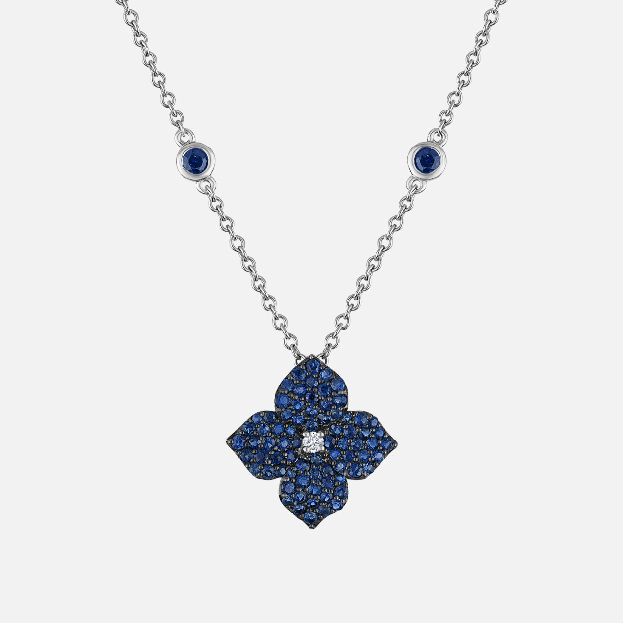 Piranesi Blue Sapphire Flower Necklace - Razny Jewelers
