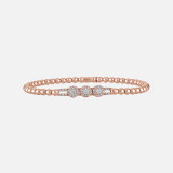 Triple Circle Diamond Slider Beaded Stretch Bracelet in rose gold