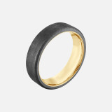 yellow gold and tantalum mens wedding band with diamond brushed top and edges with yellow gold inside