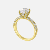 Side view of Perfect Love 14k Yellow Gold Semi-Mount for Oval Diamond With Round Diamond Accents