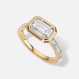18k Yellow Gold Modern Retro Semi-Mount With Emerald-Cut Diamonds