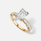 Forever by Razny 18k Yellow Gold Semi-Mount With East-West Bezel-Set Emerald Diamond Shank