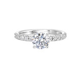 Perfect Love 14k White Gold 1.00-Carat Round Diamond Semi-Mount with Pavé Diamond Accents
