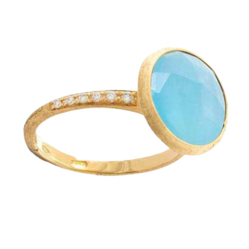 Marco Bicego Yellow Gold Jaipur Aquamarine & Diamond Stackable Ring