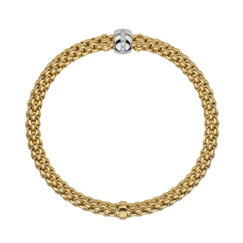 Fope Yellow and White Gold Solo Diamond Flex'it Stretch Bracelet