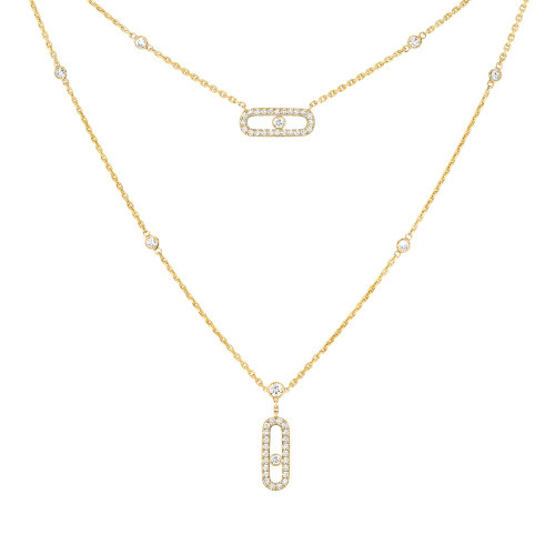 Messika Yellow Gold Move Uno 2 Row Pave Necklace