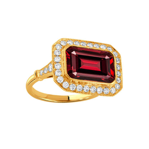 East West Red Garnet Ring