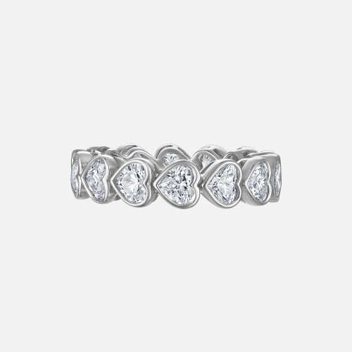 Refined white gold, heart shape diamond eternity band