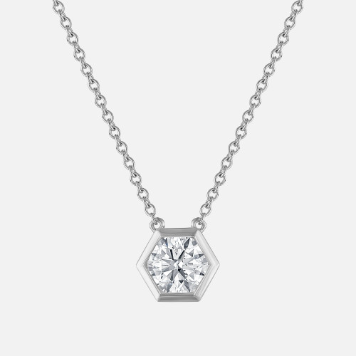 Medium Honeycomb Diamond Solitaire Necklace