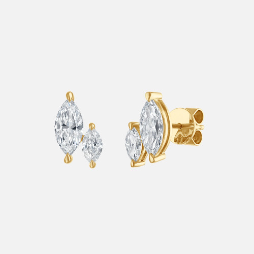 Refined diamond stud earrings with two marquise diamonds