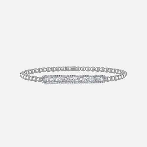 Tresore Outlined Diamond Bar Beaded Stretch Bracelet