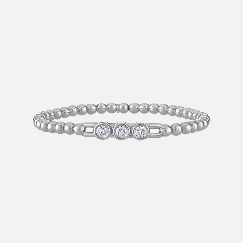 Hulchi Belluni Tresore Triple Diamond Bezel Beaded Stretch Bracelet in white gold