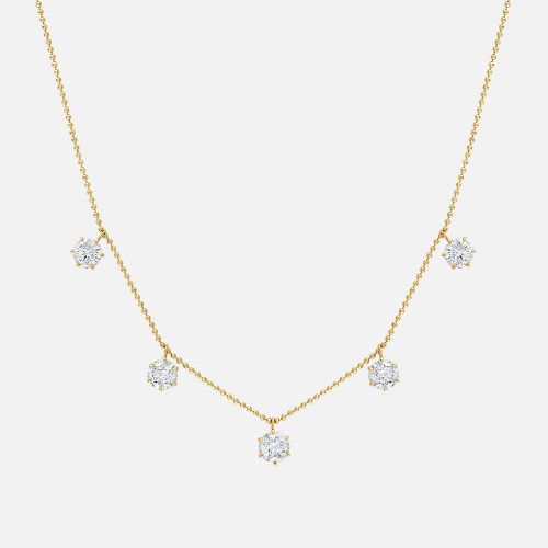 Large Floating Diamond Necklace in yellow gold