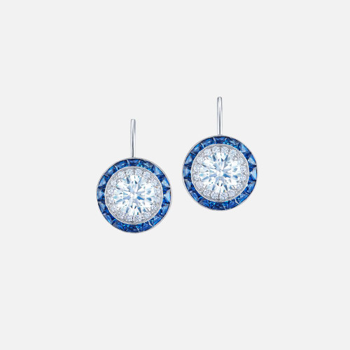 Blue Sapphire and Diamond Drop Earrings