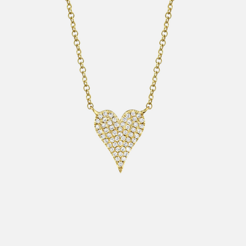 Shy Creation Amor Diamond Pavé Heart Pendant Necklace in yellow gold