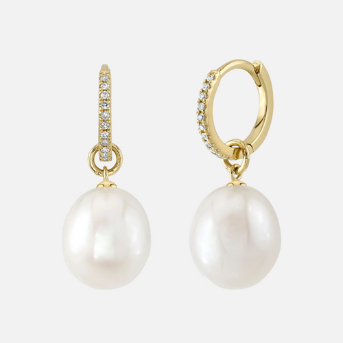 Shy Creation Diamond and Cultured Pearl Drop Earrings