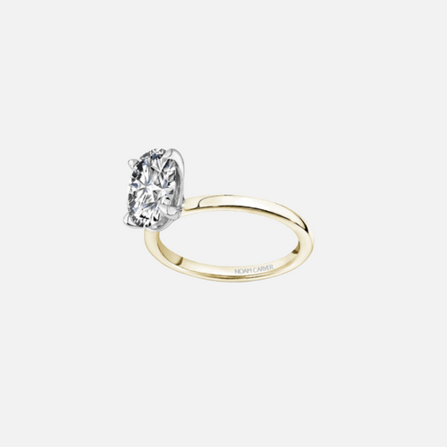 14k Yellow and White Gold Oval Solitaire Semi-Mount