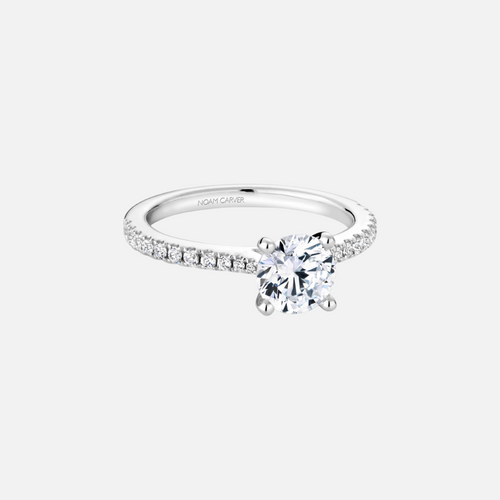 Noam Carver 14k White Gold Pavé Semi-Mount with Diamond Accents