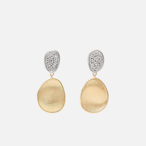 Marco Bicego Lunaria Small Gold Double Drop Earrings With Diamonds