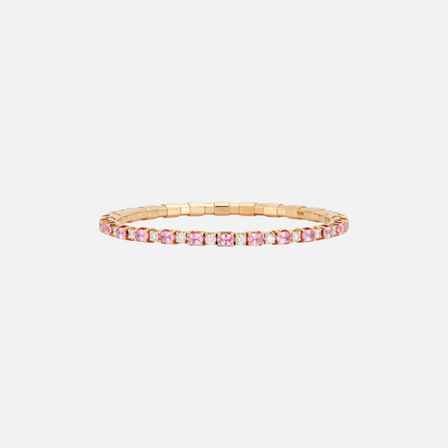 Demeglio Extensible Pink Sapphire and Diamond Rose Gold Stretch Bracelet