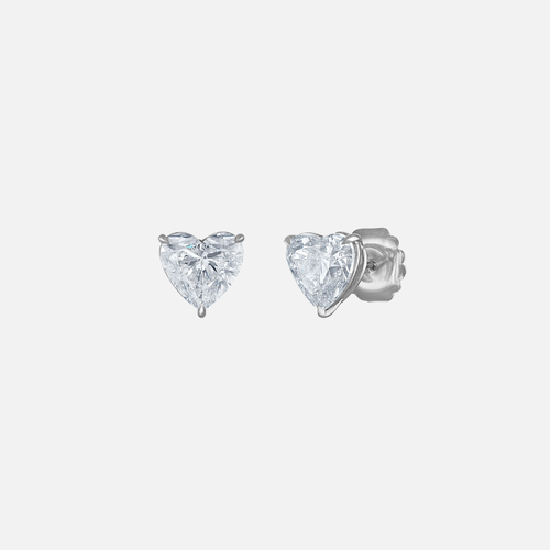 Heart-Shaped Diamond Stud Earrings