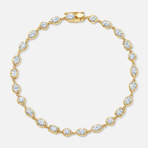 Mixed-Cut Diamond Tennis Bracelet in yellow gold