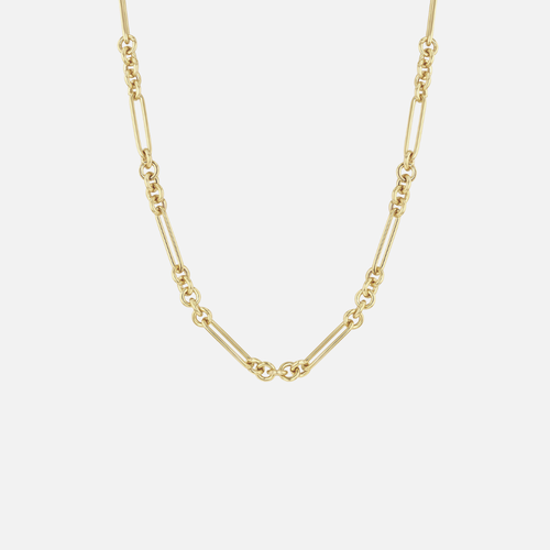 Zoe Chicco Gold Large Mixed Paperclip and Rolo Chain Necklace