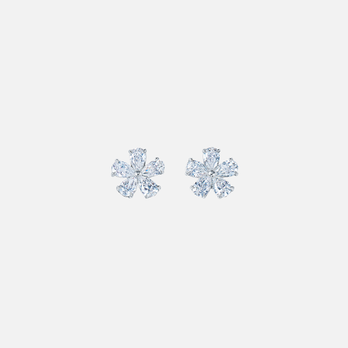Kwiat Platinum Diamond Cluster Flower Earrings