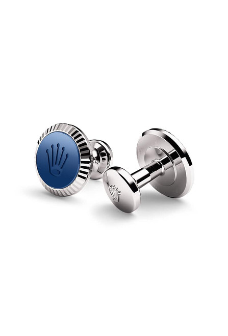 Rolex ‘Fluted’ cufflinks in White gold and ceramic, A1039 at Razny Jewelers