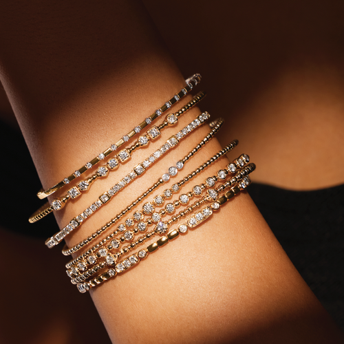 Heera Moti Bezel-Set Diamond Flexible Bangle