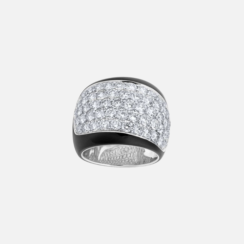 Etho Maria White Gold and Black Ceramic Pavé Diamond Ring