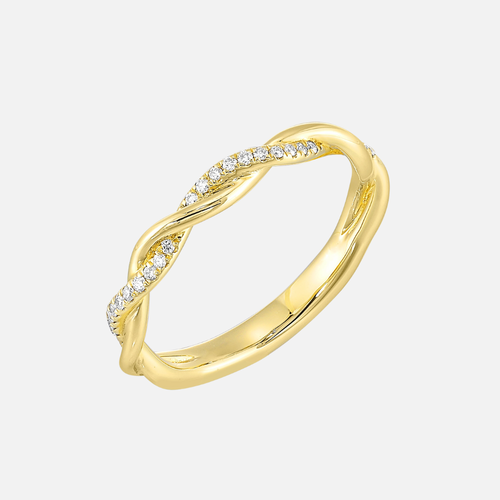 14k Yellow Gold Diamond Twist Wedding Band