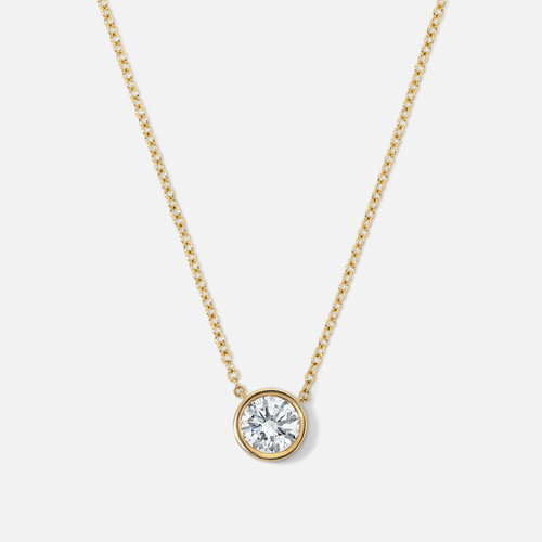 Refined by Razny Bezel-Set Round Diamond Center Necklace in yellow gold
