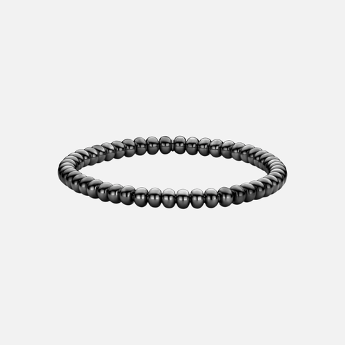 18k Gold Black Rhodium Beaded Stretch Bracelet