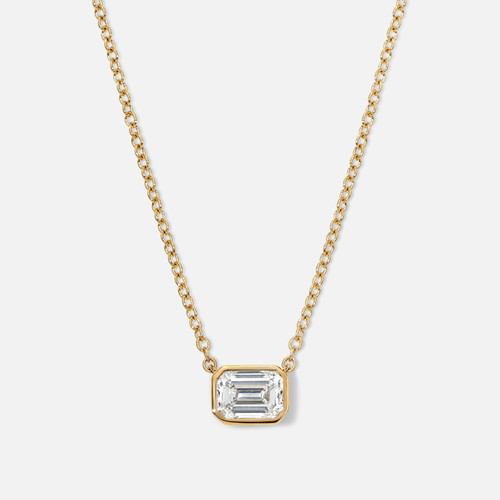Refined Bezel-Set Emerald-Cut Diamond Necklace