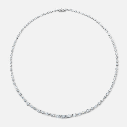 Refined white gold Mixed-Cut Diamond Tennis Necklace