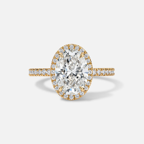 Accent Halo 18k Yellow Gold Semi-Mount for Oval Diamond