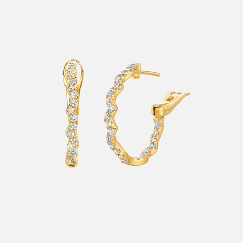Graziela Gems Rio Diamond Inside Outside Hoops in yellow gold