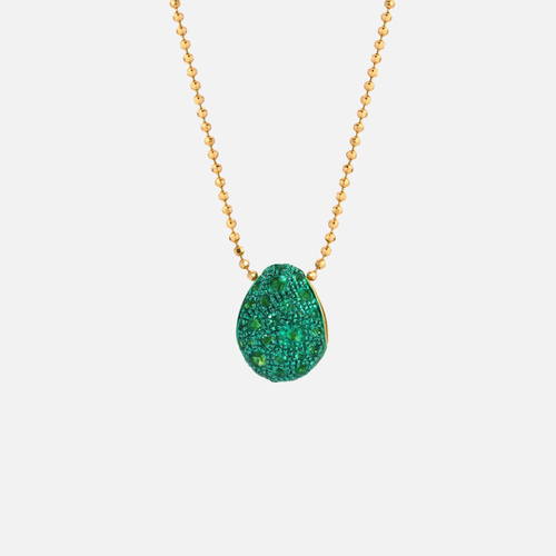 Emerald Bahia Yellow Gold and Green Rhodium Pendant and Necklace