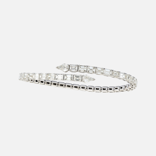 Emerald-Cut and Kite-Shape Diamond Bypass Cuff Bracelet
