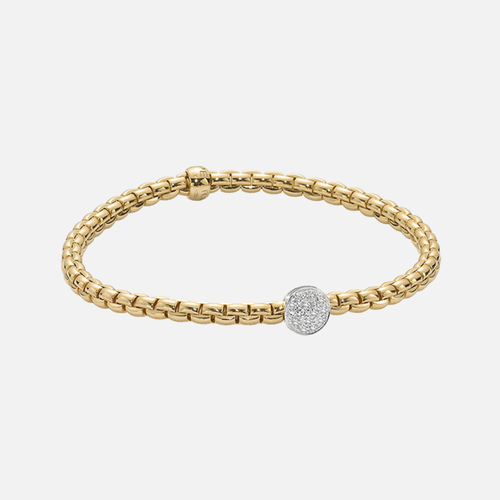 18k Yellow and White Gold Eka Diamond Center Stretch Bracelet