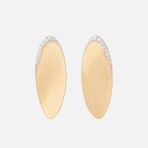 Gold Medium Statement Stud Earrings with Diamond Pavé