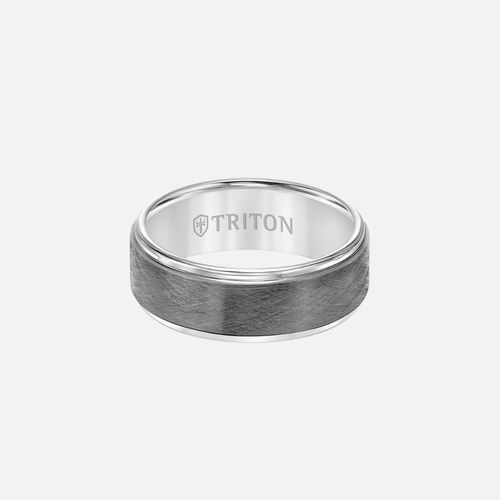 White Tungsten Gunmetal Crystalline Center Band