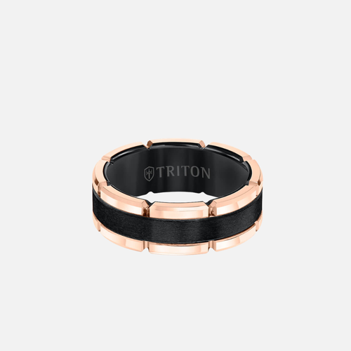 Tungsten Flat Center Band with Rose Rims