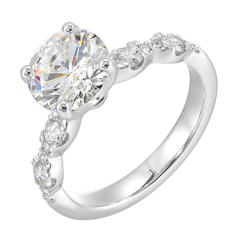 Perfect Love 14k White Gold Semi-Mount for 1.50-Carat Round Diamond with Round Diamond Accents