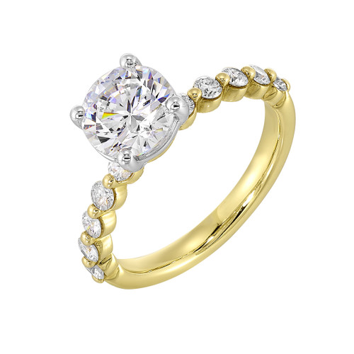 Perfect Love 14k White and Yellow Gold Semi-Mount With Round Diamond Accents