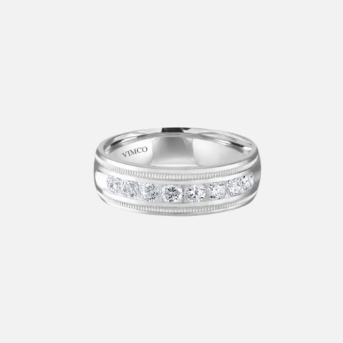Platinum Milgrain Channel Diamond Band