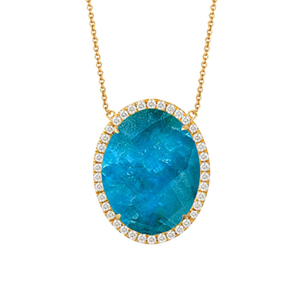 Doves by Doron Paloma Yellow Gold Apatite & Diamond Necklace