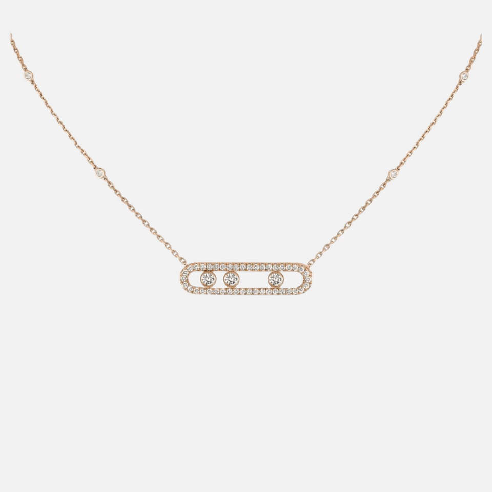 Messika Rose Gold Move Pavé Necklace